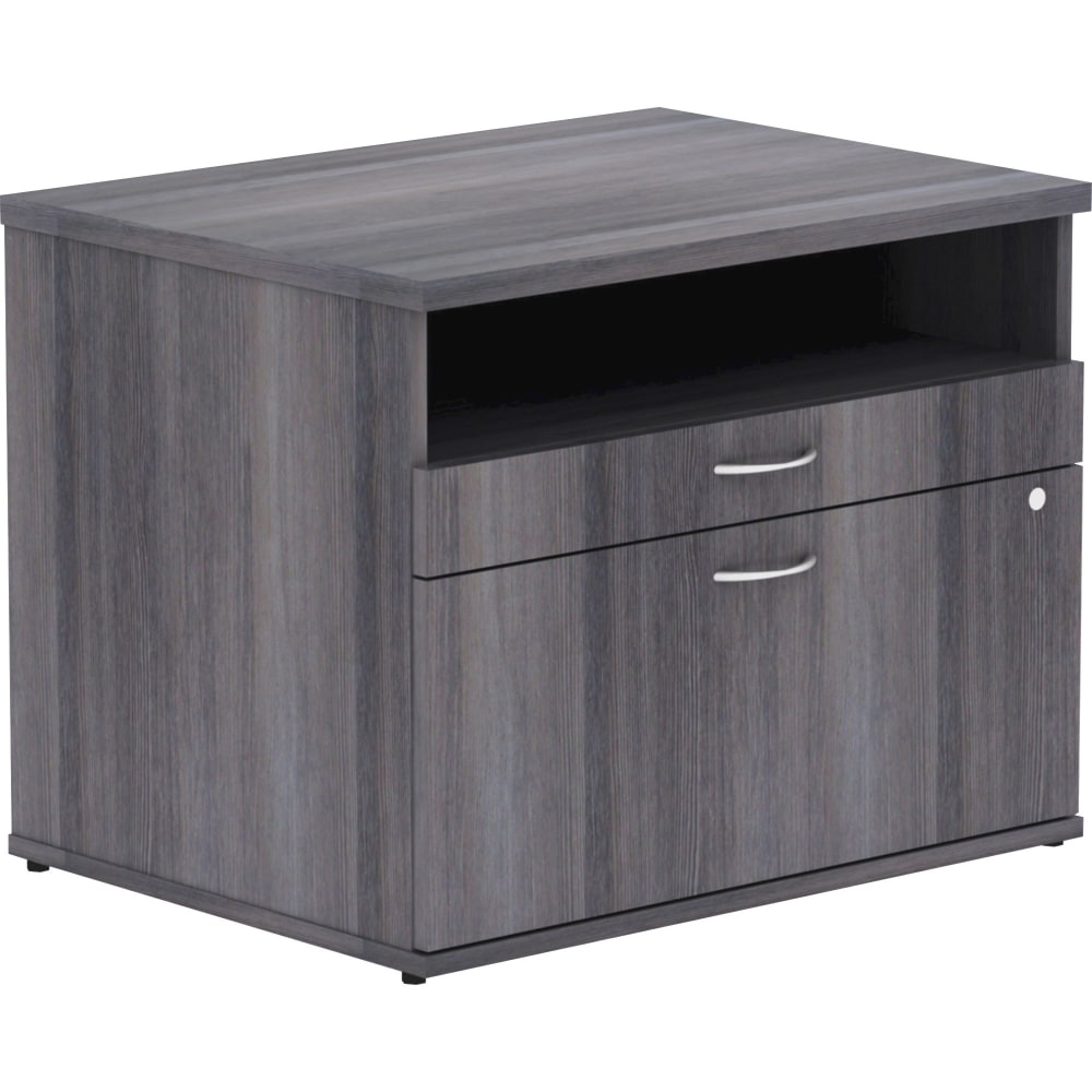 Lorell Relevance 60inW Office Computer Desk Credenza With File Drawer, Charcoal