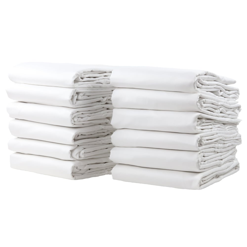 1888 Mills Naked Twin Fitted Sheets, 39in x 80in x 15in, White, Pack Of 24 Sheets