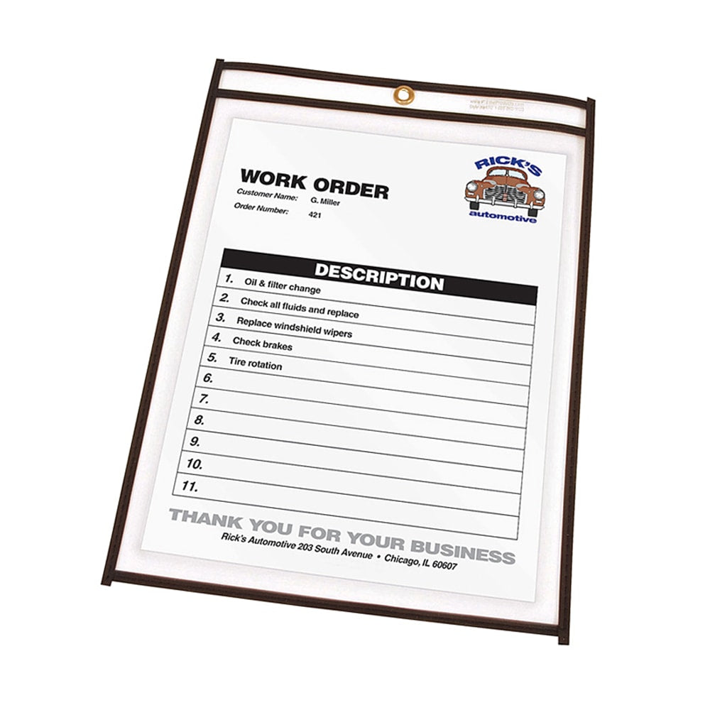 C-Line Stitched Vinyl Shop Ticket Holders, 4in x 6in, Clear, Box Of 25