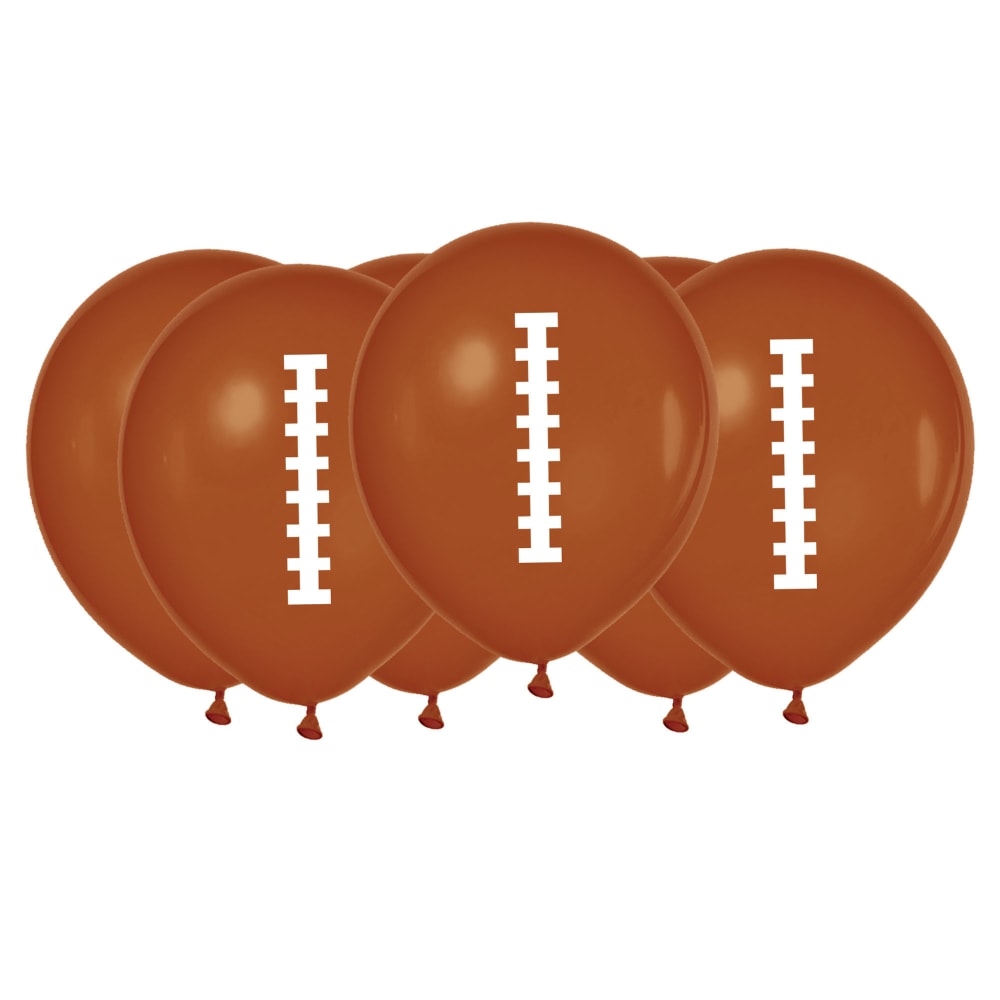 Amscan Latex Football Balloons, 12in x 12in, 6 Balloons Per Pack, Set Of 6 Packs