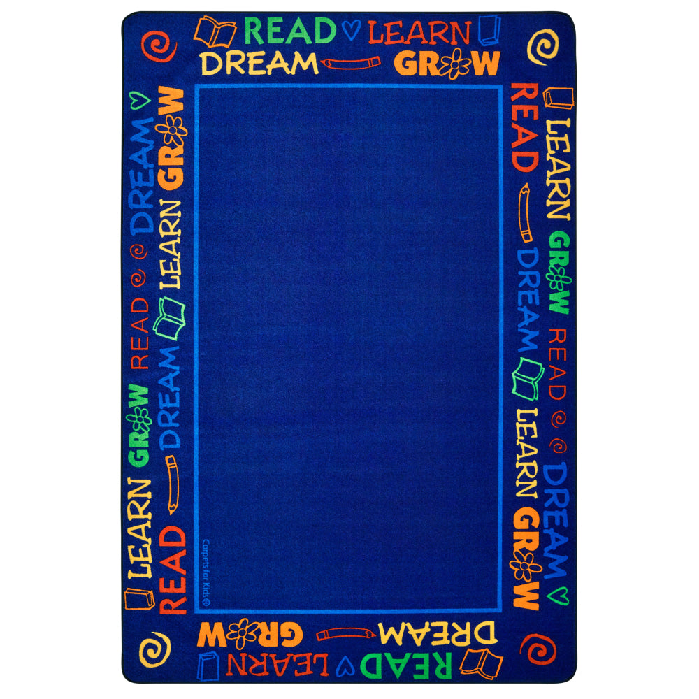 Carpets for Kids Premium Collection Read to Dream Border Activity Rug, 6ft x 9ft, Blue