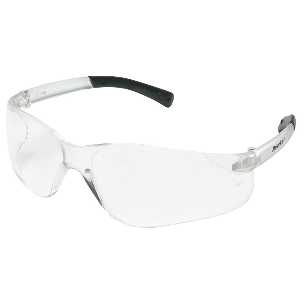 Crews BearKat Safety Glasses, Wraparound, Black Frame/Clear Lens