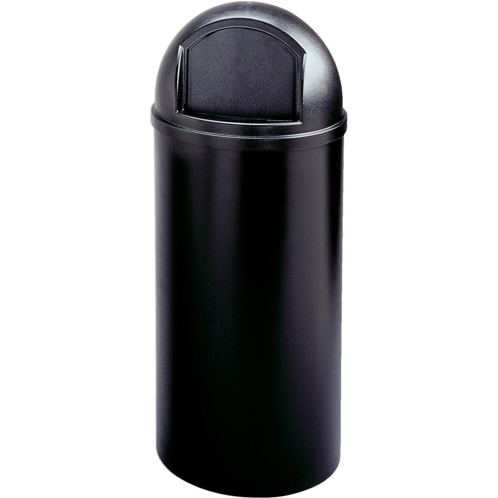 Rubbermaid Marshal Round Polyethylene Classic Waste Container, 15 Gallons, 36 1/2inH x 15 1/2inW x 15 1/2inD, Black