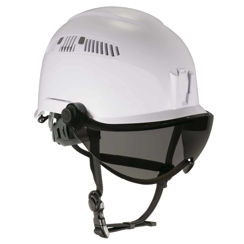 Ergodyne Skullerz 8975V Anti-Fog Class C Safety Helmet With Visor, Smoke Lens, White