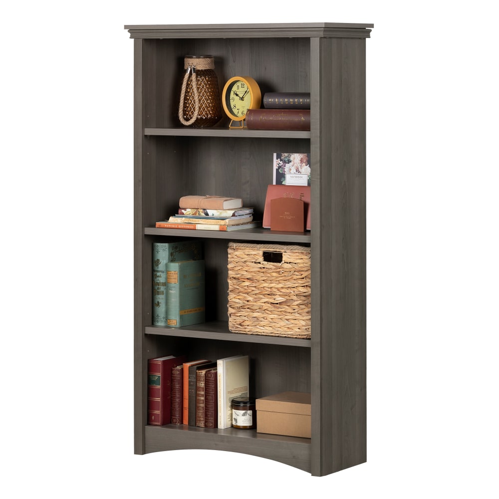 South Shore Artwork 57-3/4inH 4-Shelf Bookcase, Gray Maple