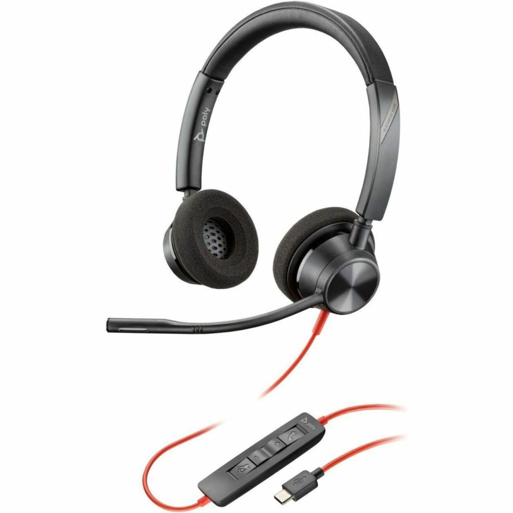 Poly Blackwire 3320 - Blackwire 3300 series - headset - on-ear - wired - USB-C - black - UC certified