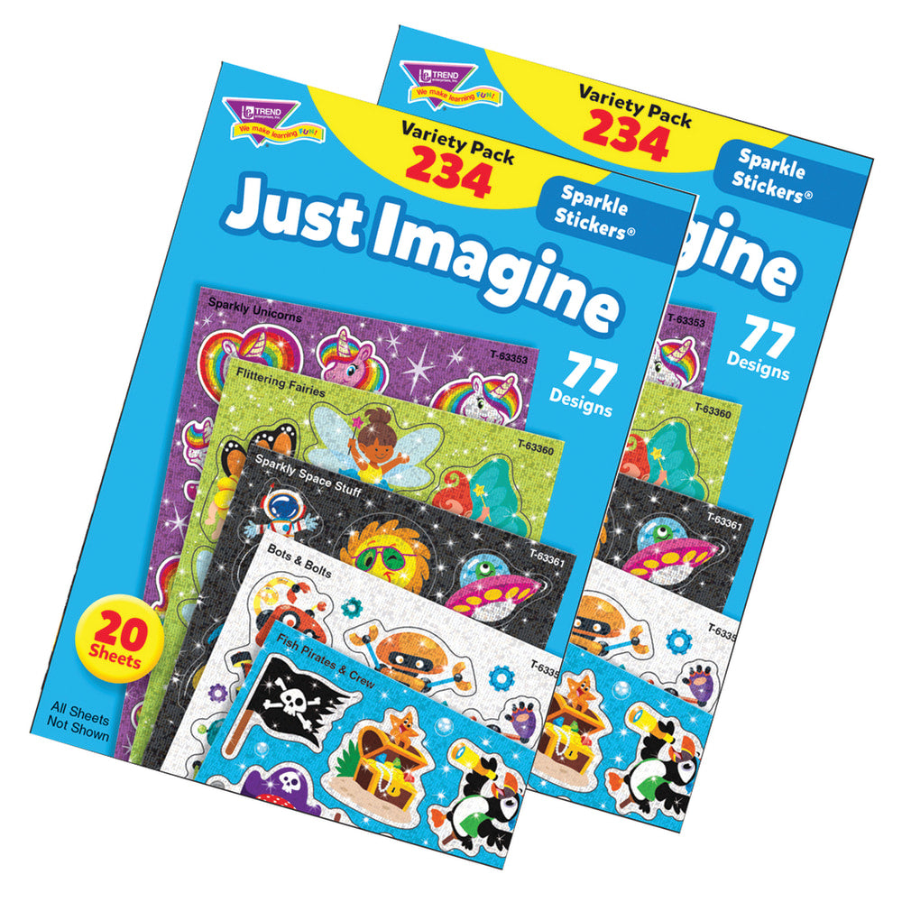 Trend Just Imagine Sparkle Stickers, 234 Stickers Per Pack, Case Of 2 Packs