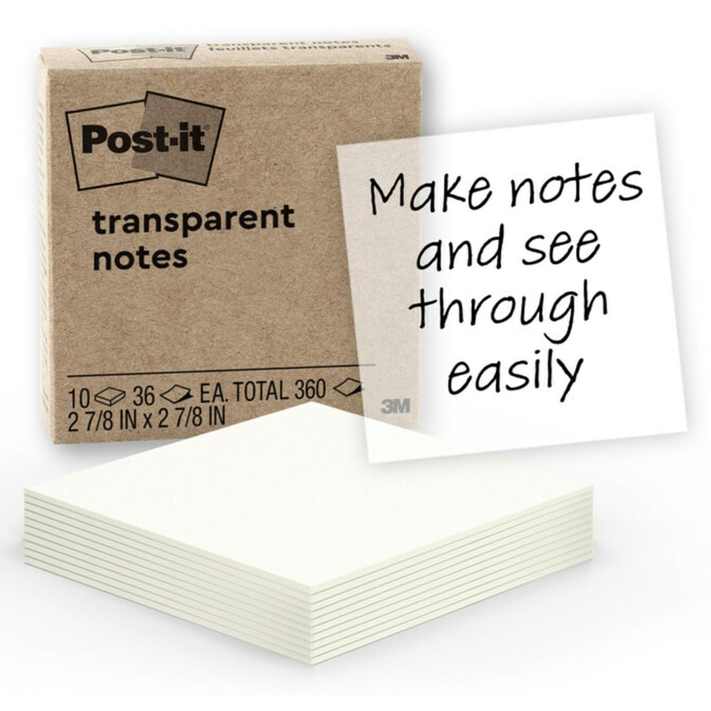 Post-it Transparent Notes, 2.8 in. x  2 .8 in., 10 Pads/Pack