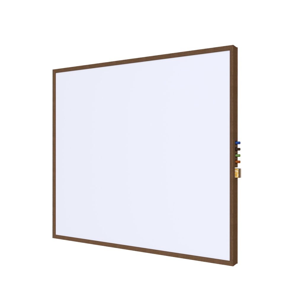 Ghent Impression Non-Magnetic Dry-Erase Whiteboard, Porcelain, 47-3/4in x 47-3/4in, White, Walnut Wood Frame