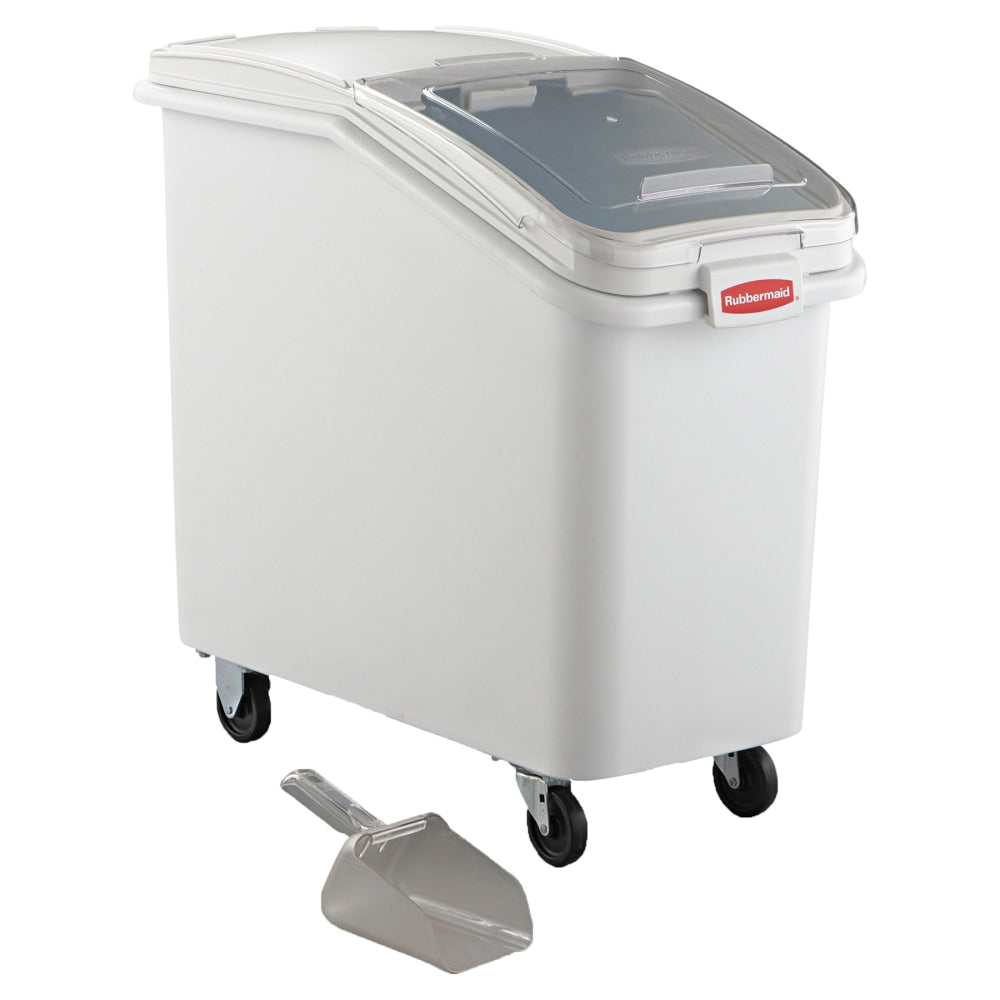 Rubbermaid Commercial ProSave Mobile Ingredient Bin, 104.72 Quarts, 28inH x 15 1/2inW x 29 1/2inD, White/Clear