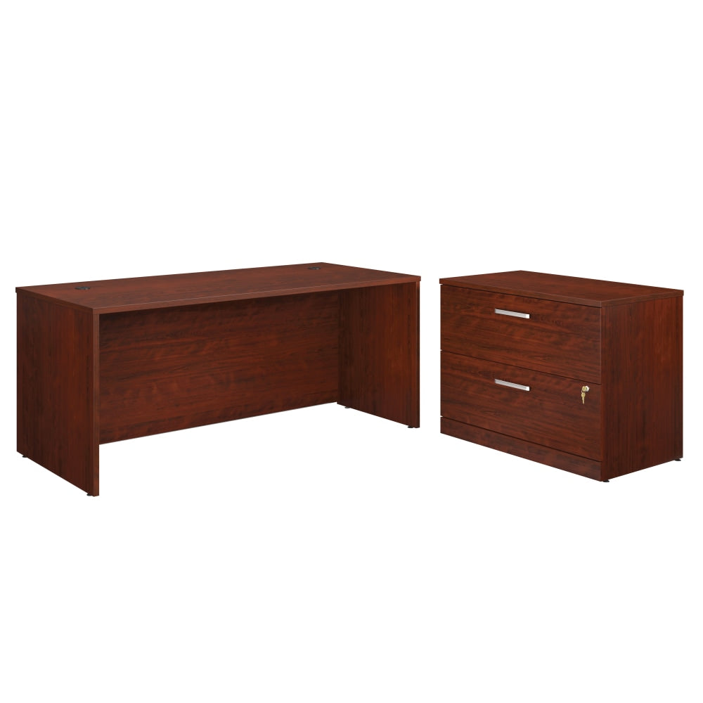 Sauder Affirm Collection Executive Desk With 2-Drawer Lateral File, 72inW x 30in, Classic Cherry