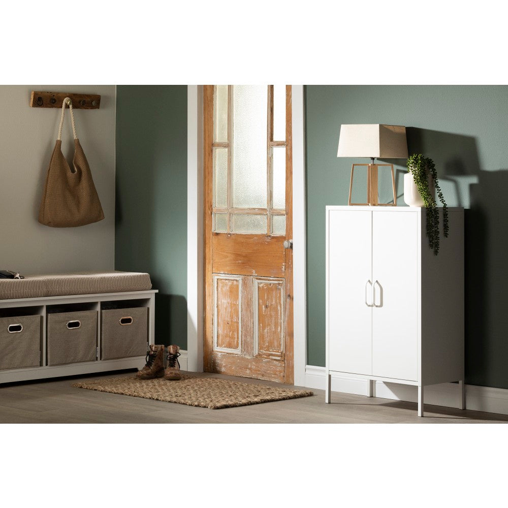 South Shore Crea 26inW Metal 2-Door Accent Cabinet, Pure White