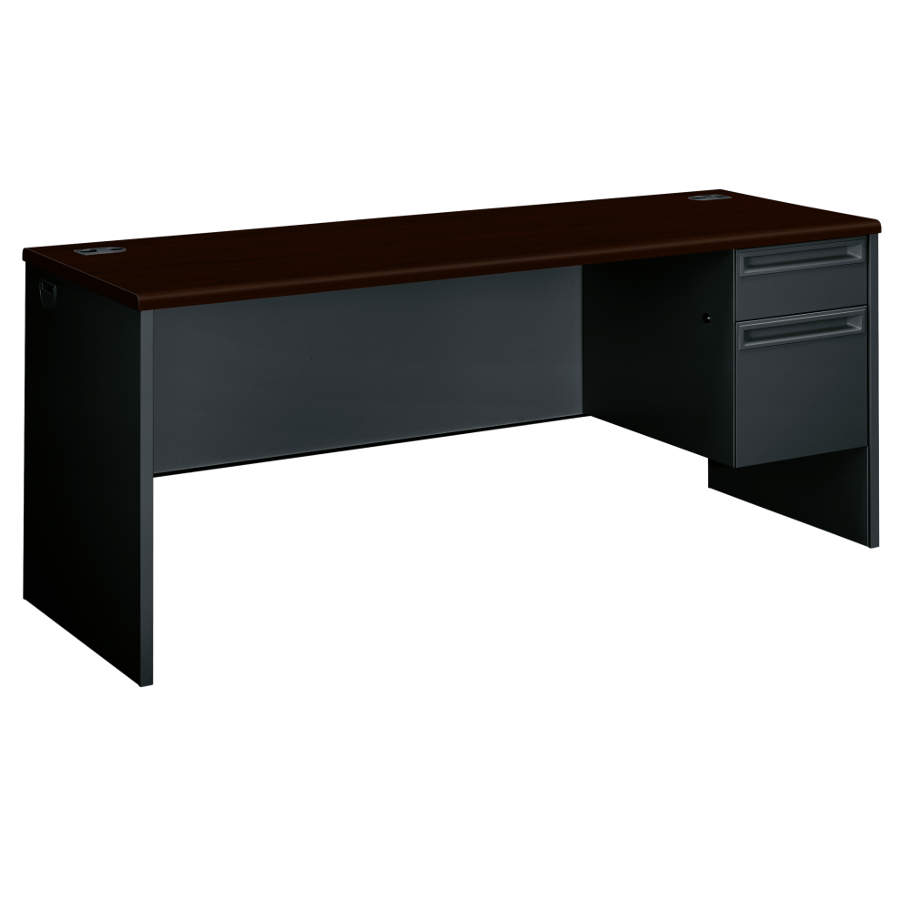 HON 38000 72inW Right-Pedestal Computer Desk Credenza With Lock, Mahogany/Charcoal