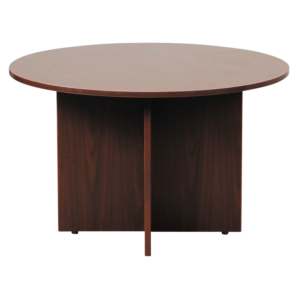 Boss Office Products 42inW Round Wood Conference Table, Mahogany