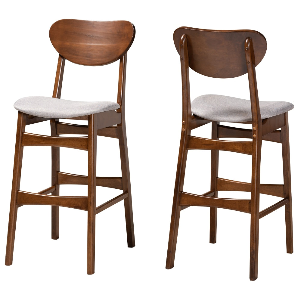 Baxton Studio Katya Bar Stools, Gray/Walnut Brown, Set Of 2 Stools