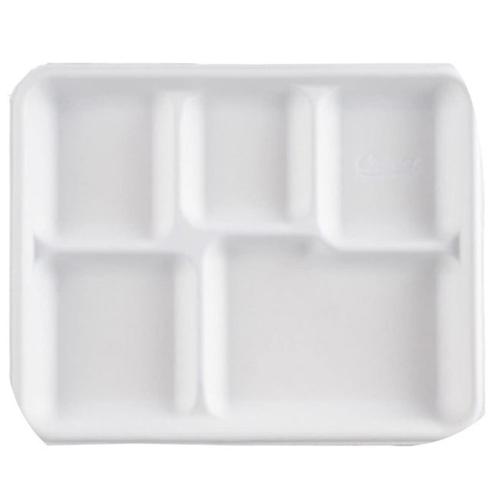 Huhtamaki Heavy-Duty 5-Compartment Disposable Pulp Paper Trays, Breakfast, 10 1/2in x 8 1/2in, Tan, Case Of 500