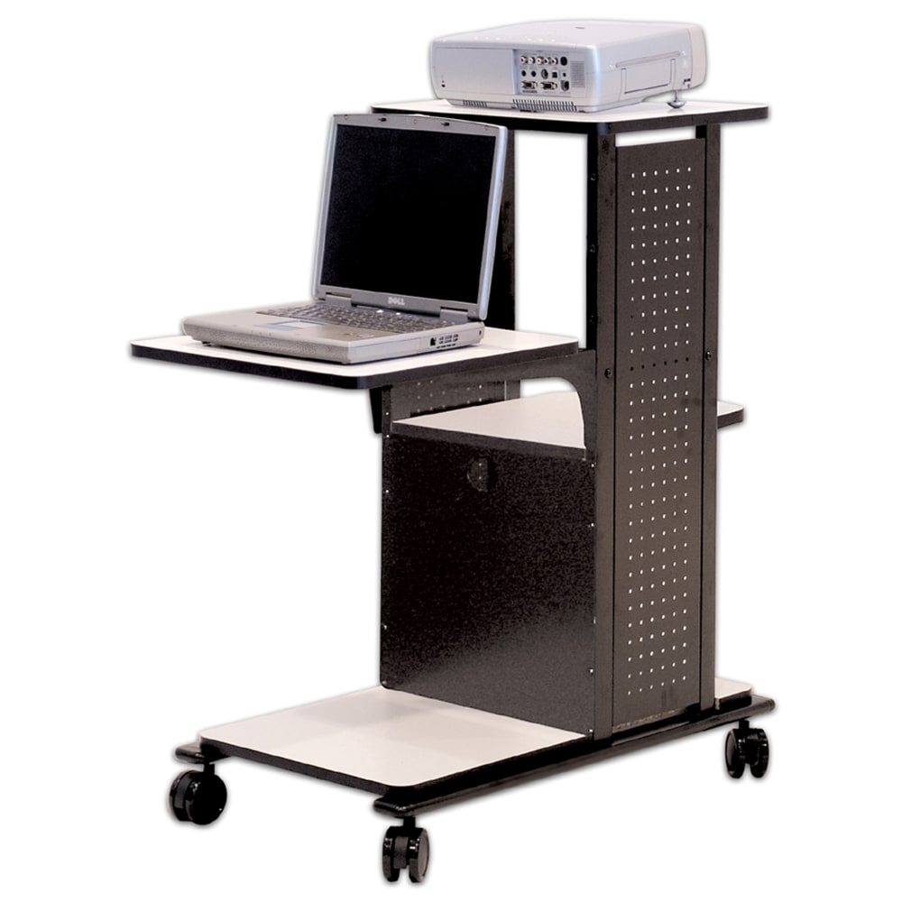 H. Wilson 4-Shelf Presentation Station, 38 1/2inH x 34 1/2inW x 18inD, Black/Gray