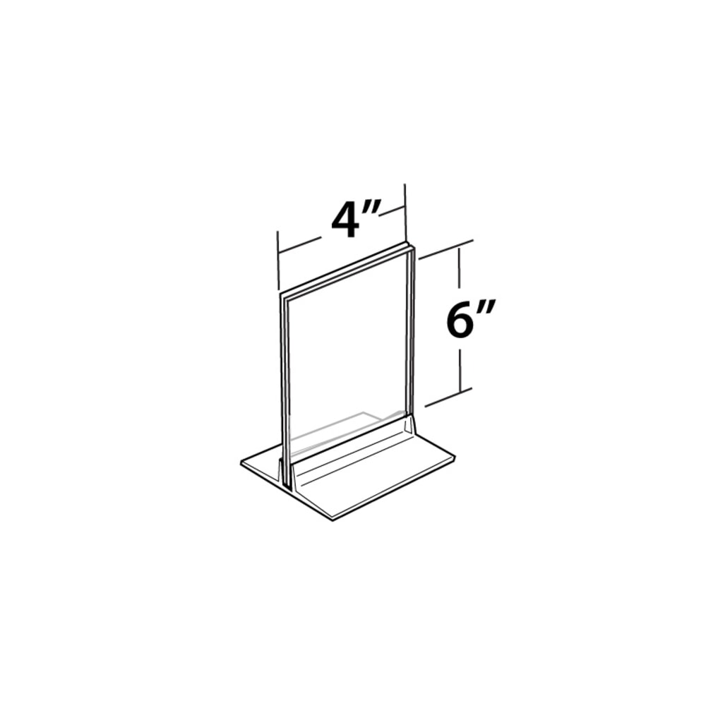 Azar Displays Acrylic T-Strip Vertical/Horizontal Sign Holders, 4inW x 6inH, Clear, Pack Of 10 Sign Holders