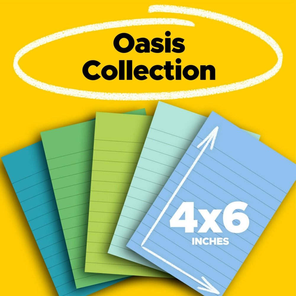 Post-it Paper Super Sticky Notes, 360 Total Notes, Pack Of 8 Pads, 4in x 6in, 100% Recycled, Oasis, 45 Sheets Per Pad