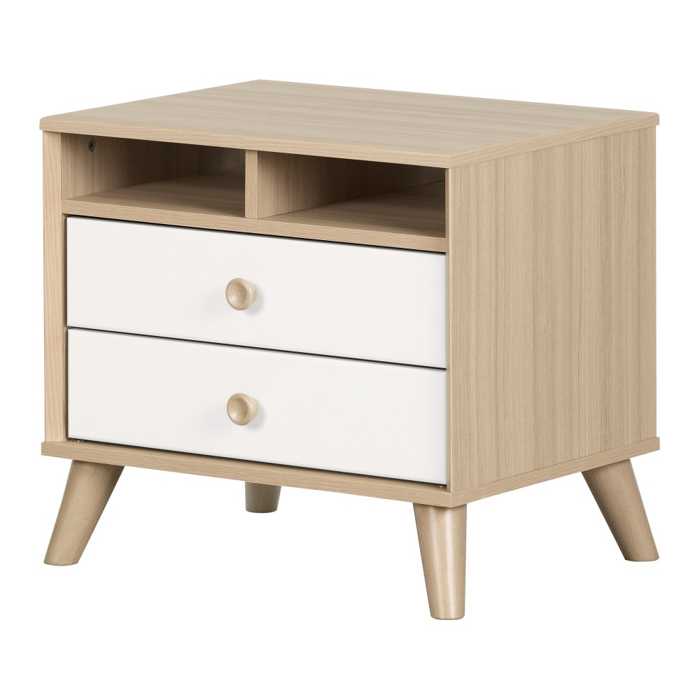 South Shore Yodi 2-Drawer Nightstand, 20-1/4inH x 22-1/4inW x 16-3/4inD, Soft Elm/Pure White