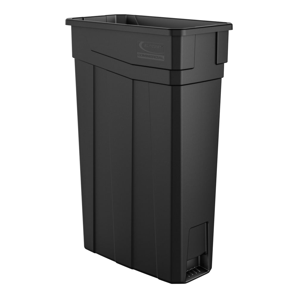 Suncast Commercial Narrow Rectangular Resin Trash Can, 23 Gallons, 30inH x 11inW x 20inD, Black