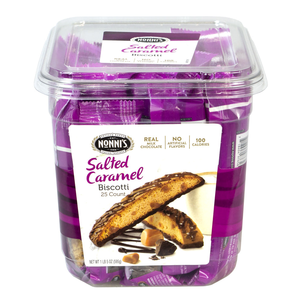 Nonnis Salted Caramel Biscotti, 0.84 Oz, Tub Of 25 Biscotti