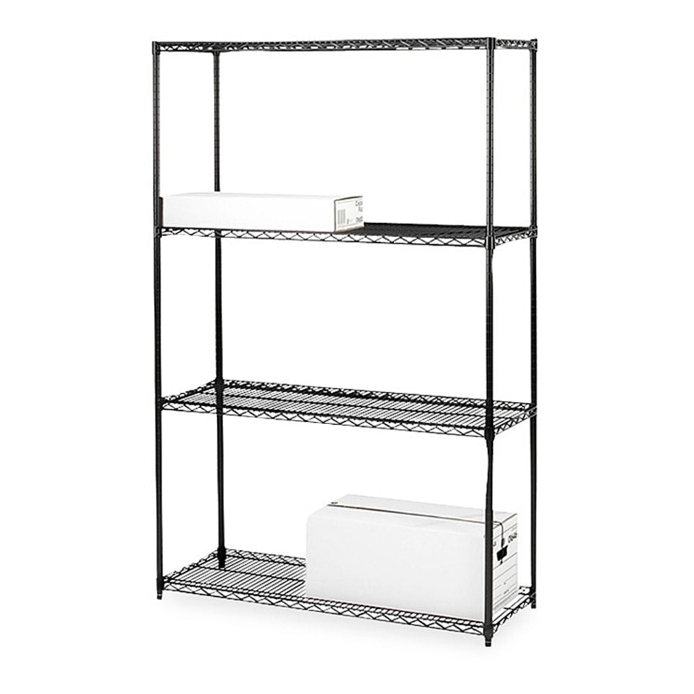 Lorell Industrial Wire Shelving Starter Unit, 48inW x 18inD, Black