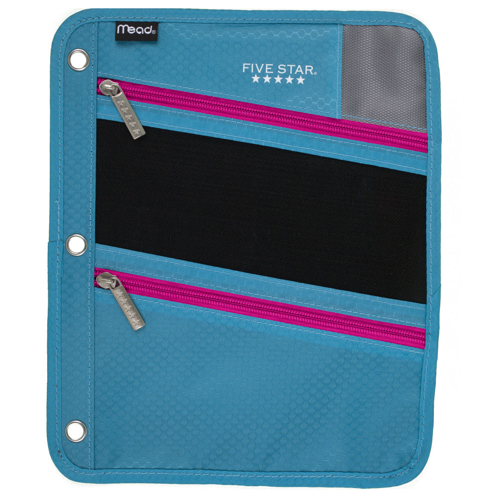 Five Star Zipper Three-Hole Punched Pencil Pouch, Assorted Colors