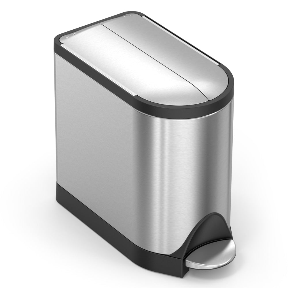 simplehuman Butterfly Step Rectangular Stainless-Steel Trash Can, 2.64 Gallons, 13-3/4inH x 7-3/4inW x 15-5/8inD, Brushed Stainless Steel