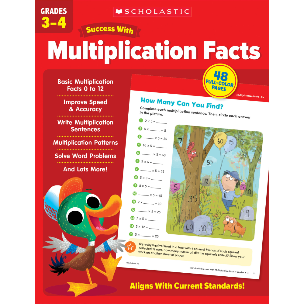 Scholastic Success With Multiplication Facts Workbook, Grades 3 to 4