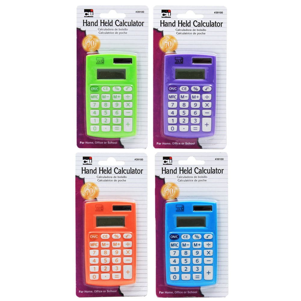 Charles Leonard Handheld 8-Digit Calculators, Assorted Colors, Pack Of 12 Calculators