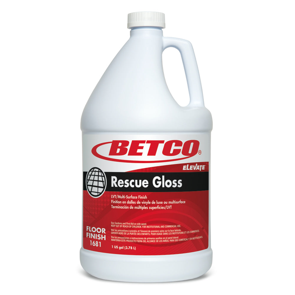 Betco Rescue Floor Finish, Gloss, 128 Oz Bottle, Case Of 4