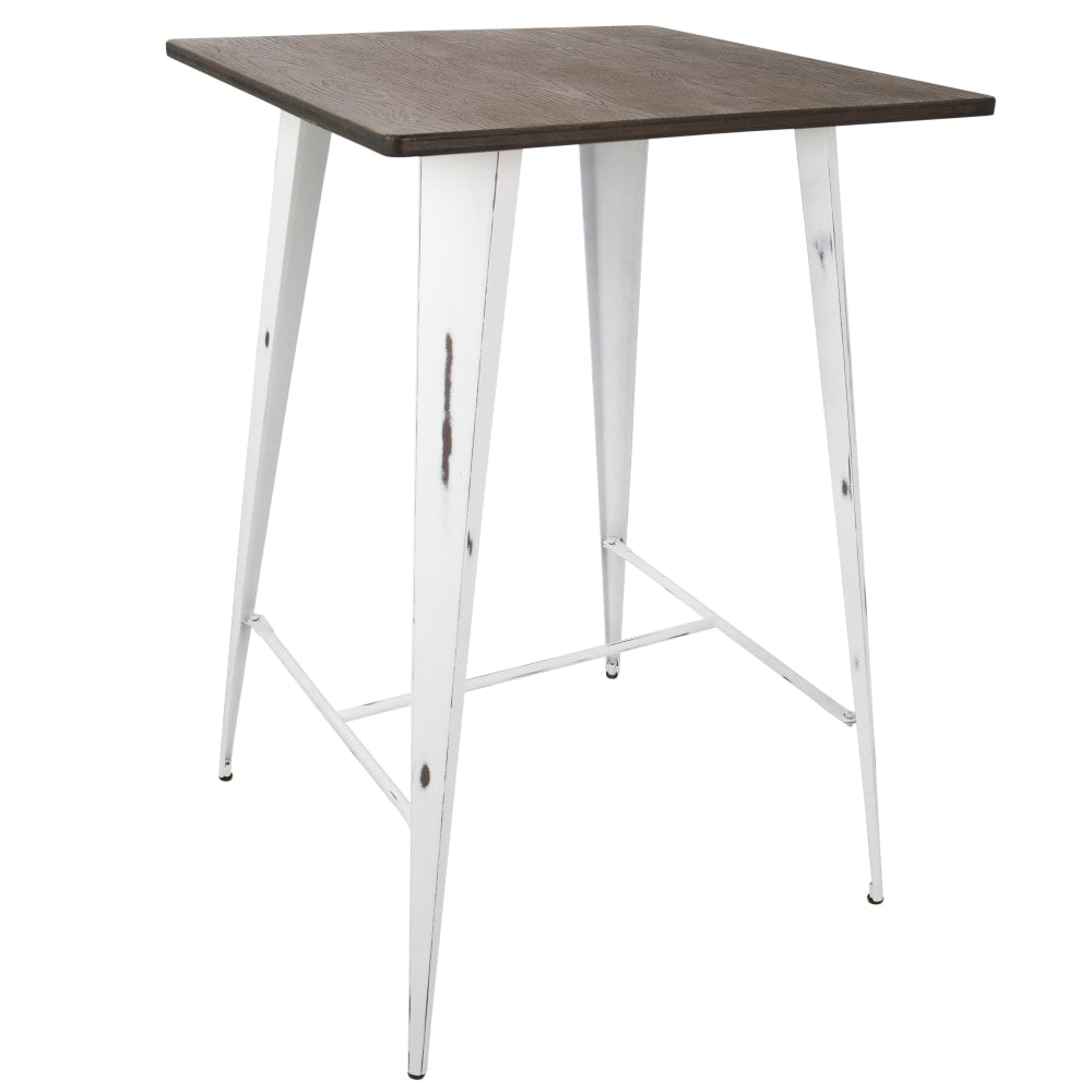 Lumisource Oregon Industrial Table, Square, Vintage White/Espresso