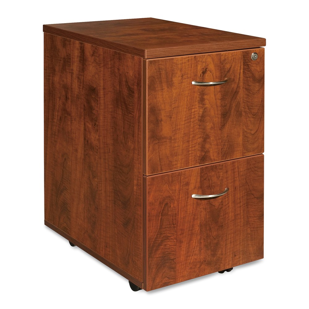 Lorell Essentials 22inD Vertical 2-Drawer Mobile Pedestal File Cabinet, Cherry