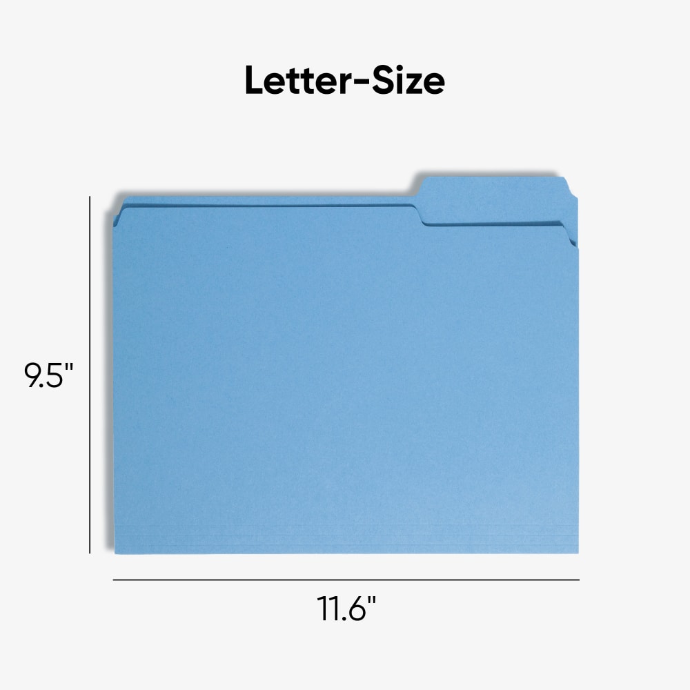 Smead Color File Folders, Letter Size, 1/3 Cut, Blue, Box Of 100