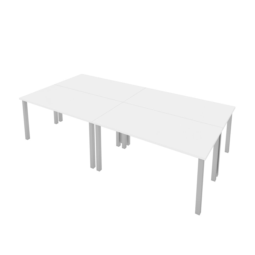 Bestar Universal 60inW Table Computer Desks With Square Metal Legs, White, Set Of 4 Computer Desks