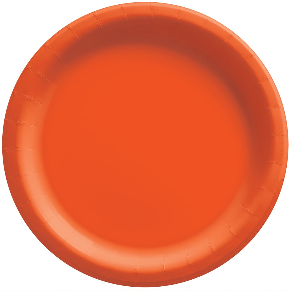 Amscan Round Paper Plates, 8-1/2in, Orange Peel, Pack Of 150 Plates