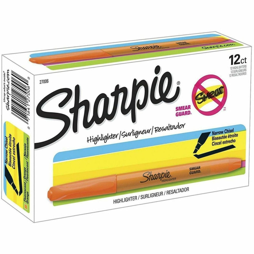 Sharpie Accent Pocket Highlighters, Fluorescent Orange, Box Of 12