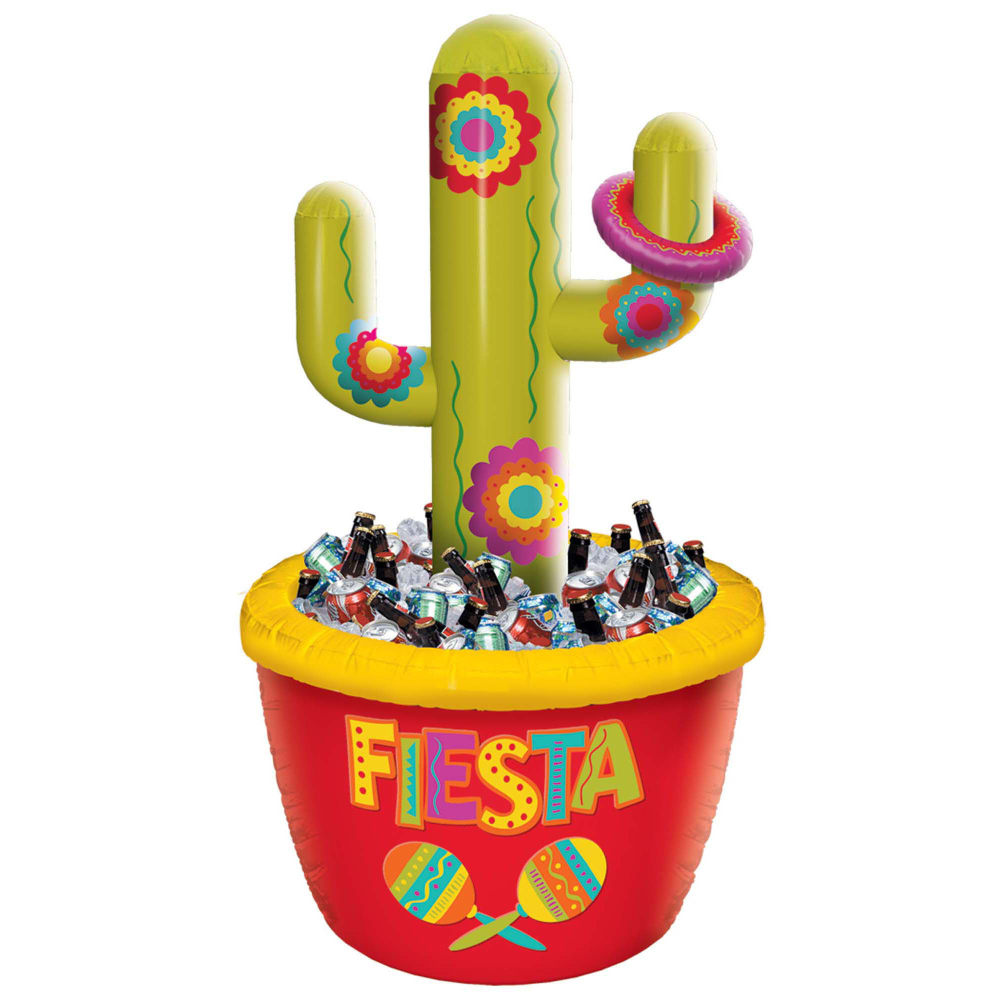 Amscan Jumbo Inflatable Cactus Cooler And Ring Toss Game, 54in x 24in, Multicolor