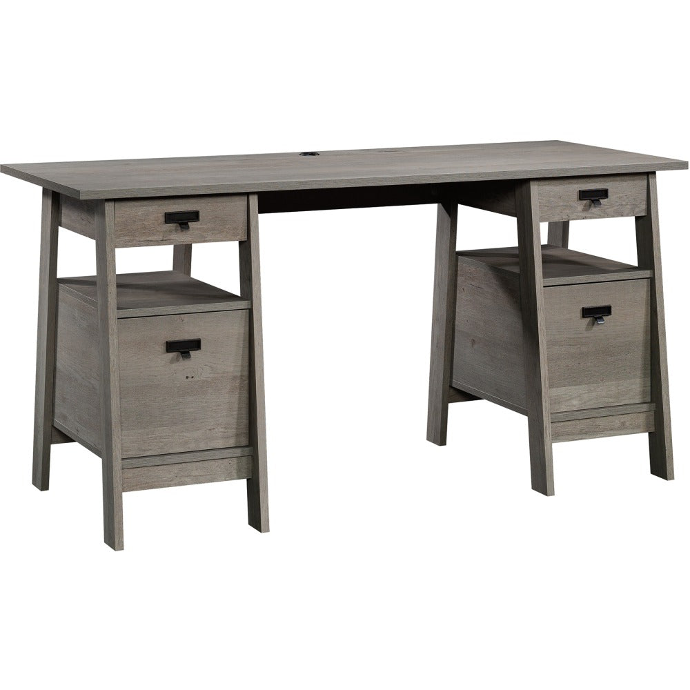 Sauder Trestle 59inW Executive Computer Desk, Mystic Oak