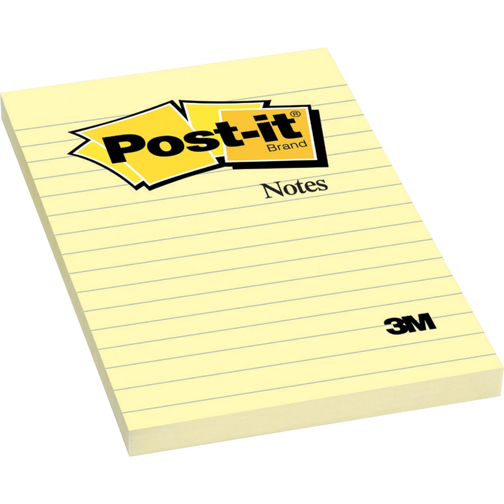 Post it Notes, 1200 Total Notes, Pack Of 12 Pads, 4in x 6in, Canary Yellow, Lined, 100 Notes Per Pad