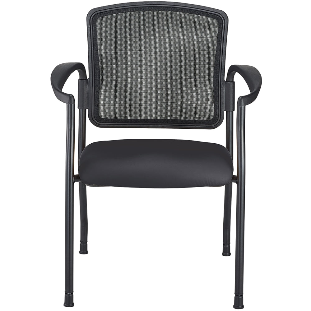 WorkPro Spectrum Series Mesh/Vinyl Stacking Guest Chair With Antimicrobial Protection, With Arms, Black, Set Of 2 Chairs, BIFMA Compliant