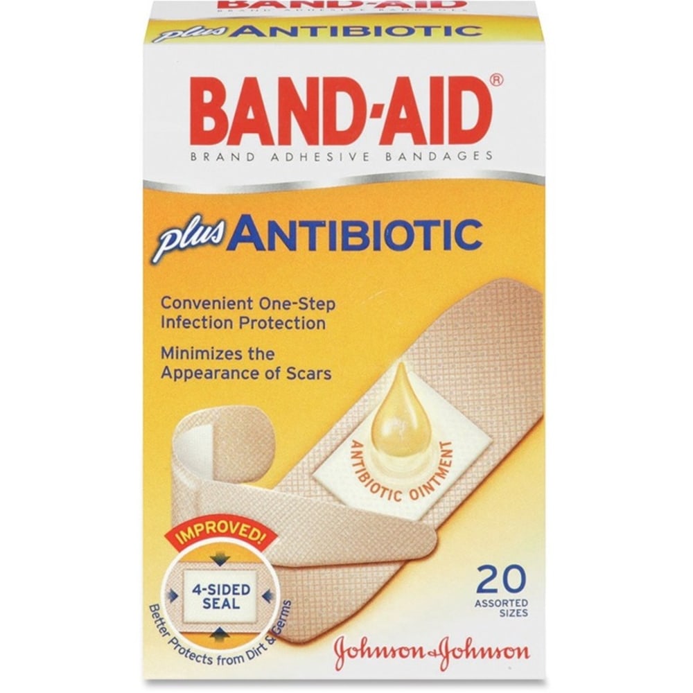 Band-Aid Brand Antibiotic Bandages, Assorted Sizes, Box Of 20