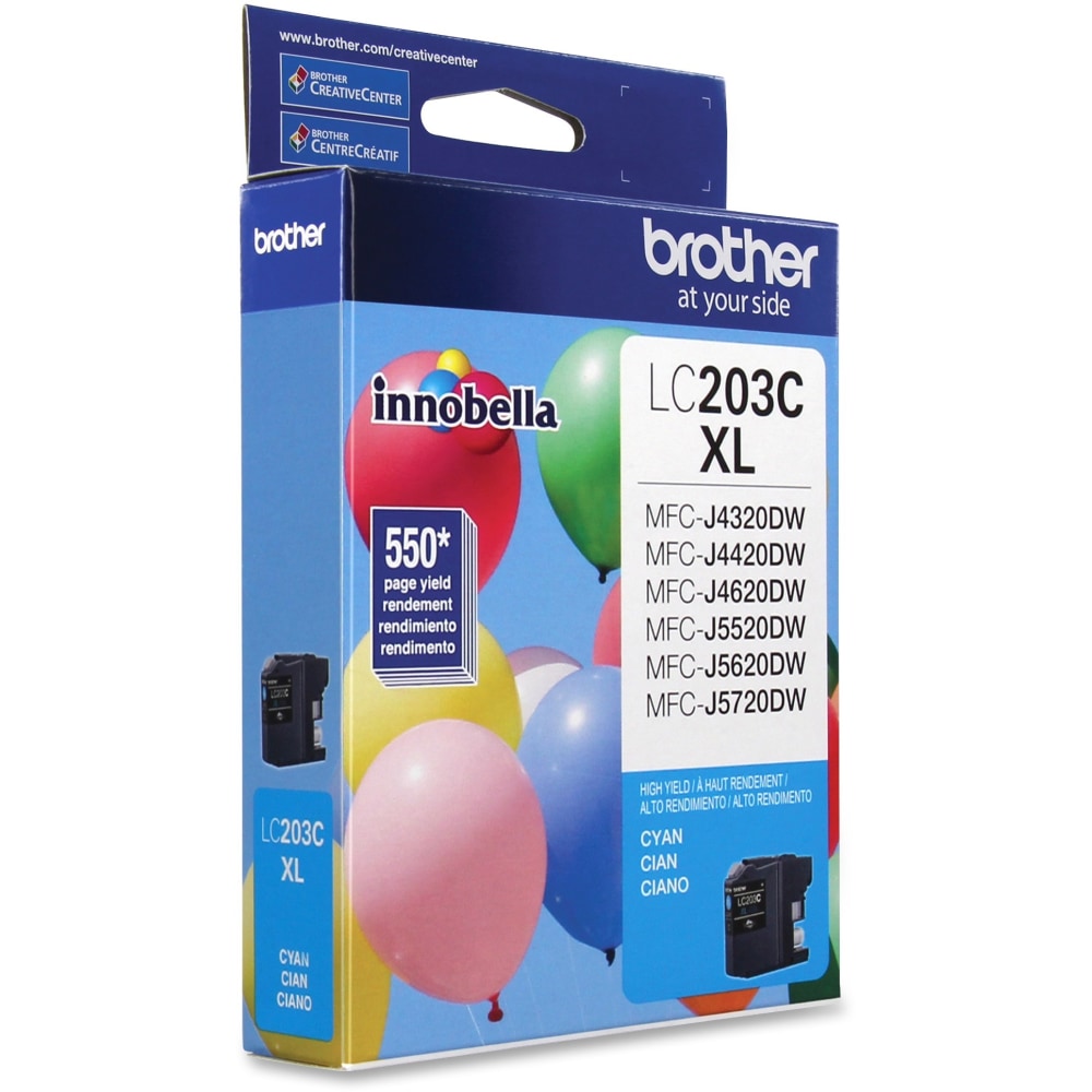 Brother LC203 Cyan High-Yield Ink Cartridge, LC203C