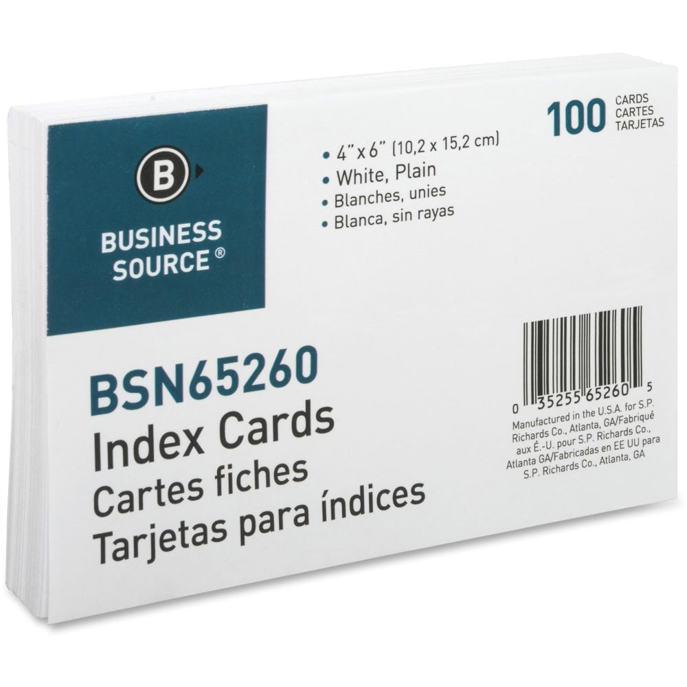 Business Source Plain Index Cards - 6in Width x 4in Length - 100 / Pack