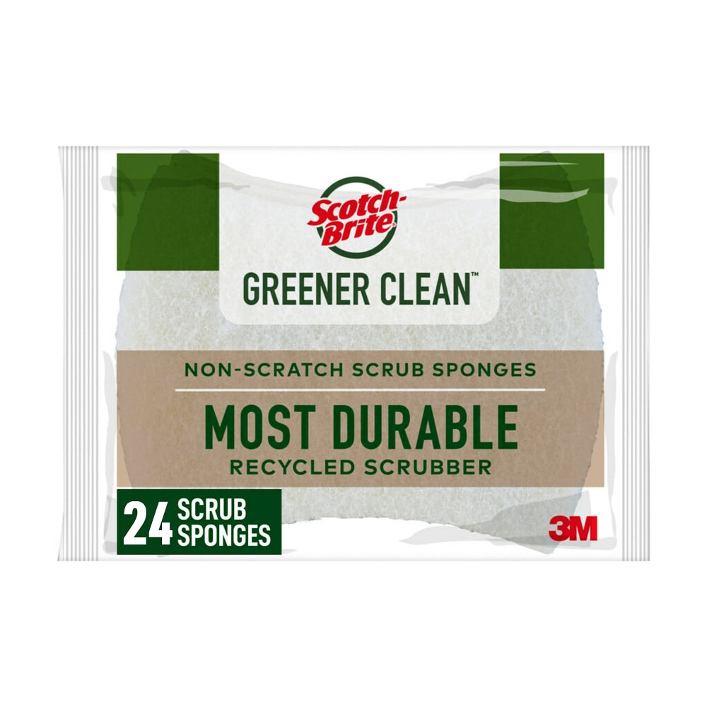 Scotch-Brite Greener Zero Scratch Sponges, 24 Scrubbing Sponges, 100% Recycled, Great For Washing Dishes and Cleaning Kitchen