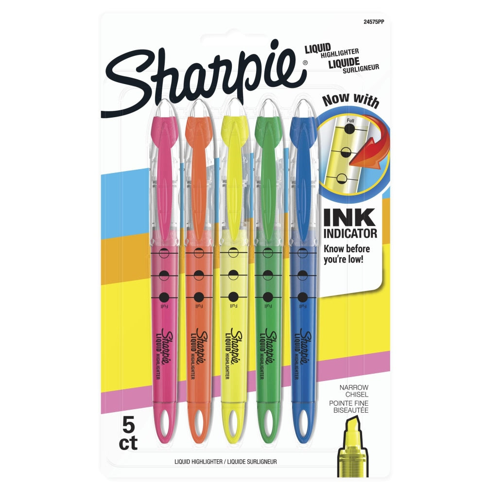 Sharpie Liquid Accent Pen-Style Highlighters, Assorted Colors, Box Of 5