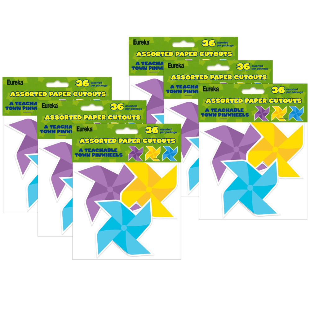 Eureka Paper Cut-Outs, A Teachable Town Pinwheels, 36 Cut-Outs Per Pack, Set Of 6 Packs