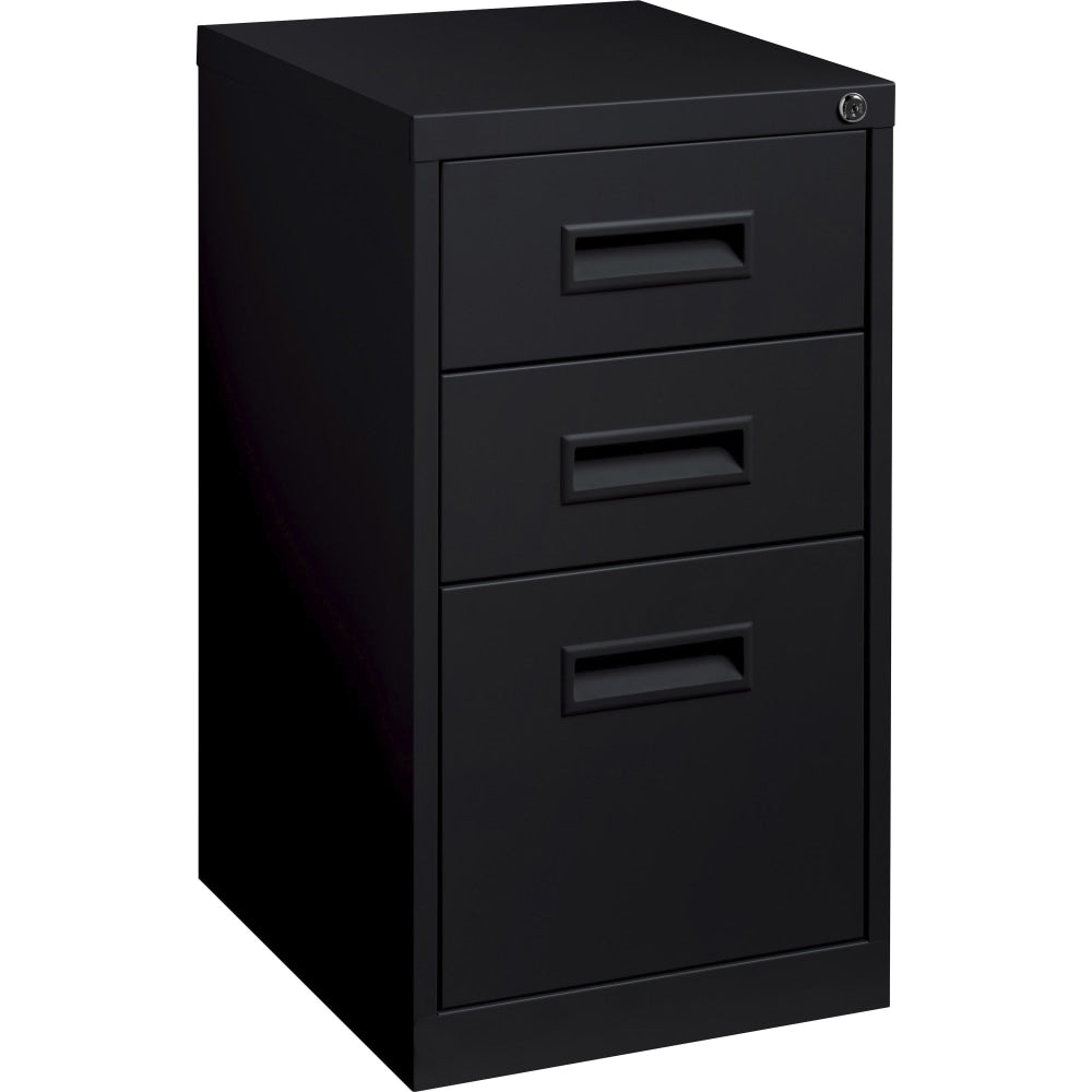 Lorell 19inD Vertical 3-Drawer Mobile Pedestal File Cabinet, Black