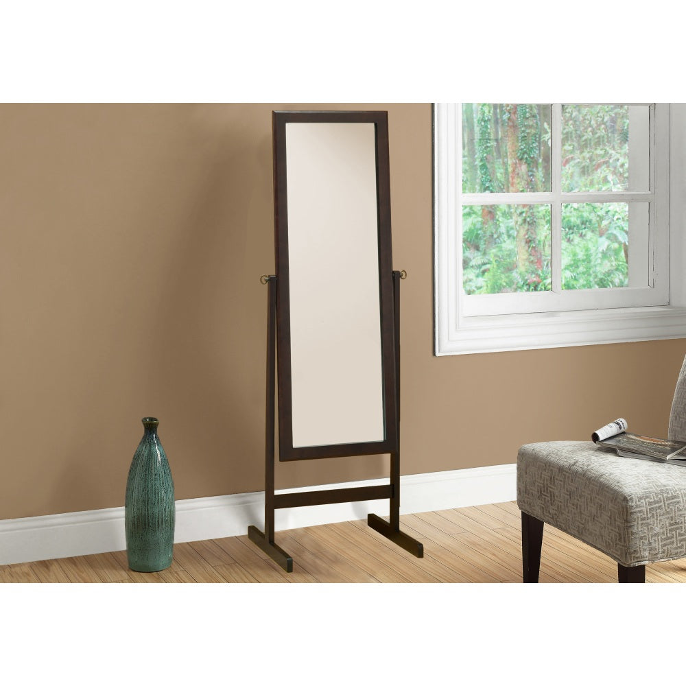 Monarch Specialties Bekka Rectangle Mirror, 60inH x 21-1/4inW x 17-1/2inD, Cappuccino